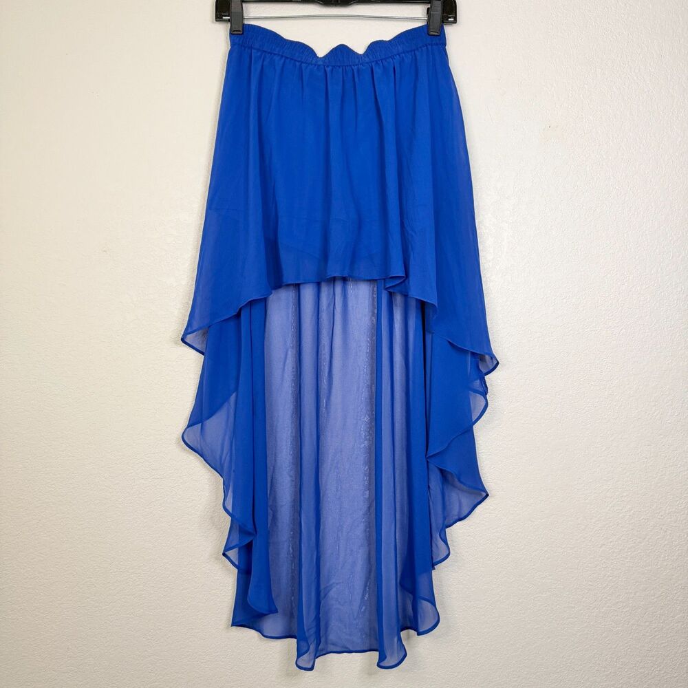 Forever 21 Royal Blue Chiffon High Low Maxi Skirt Size Small